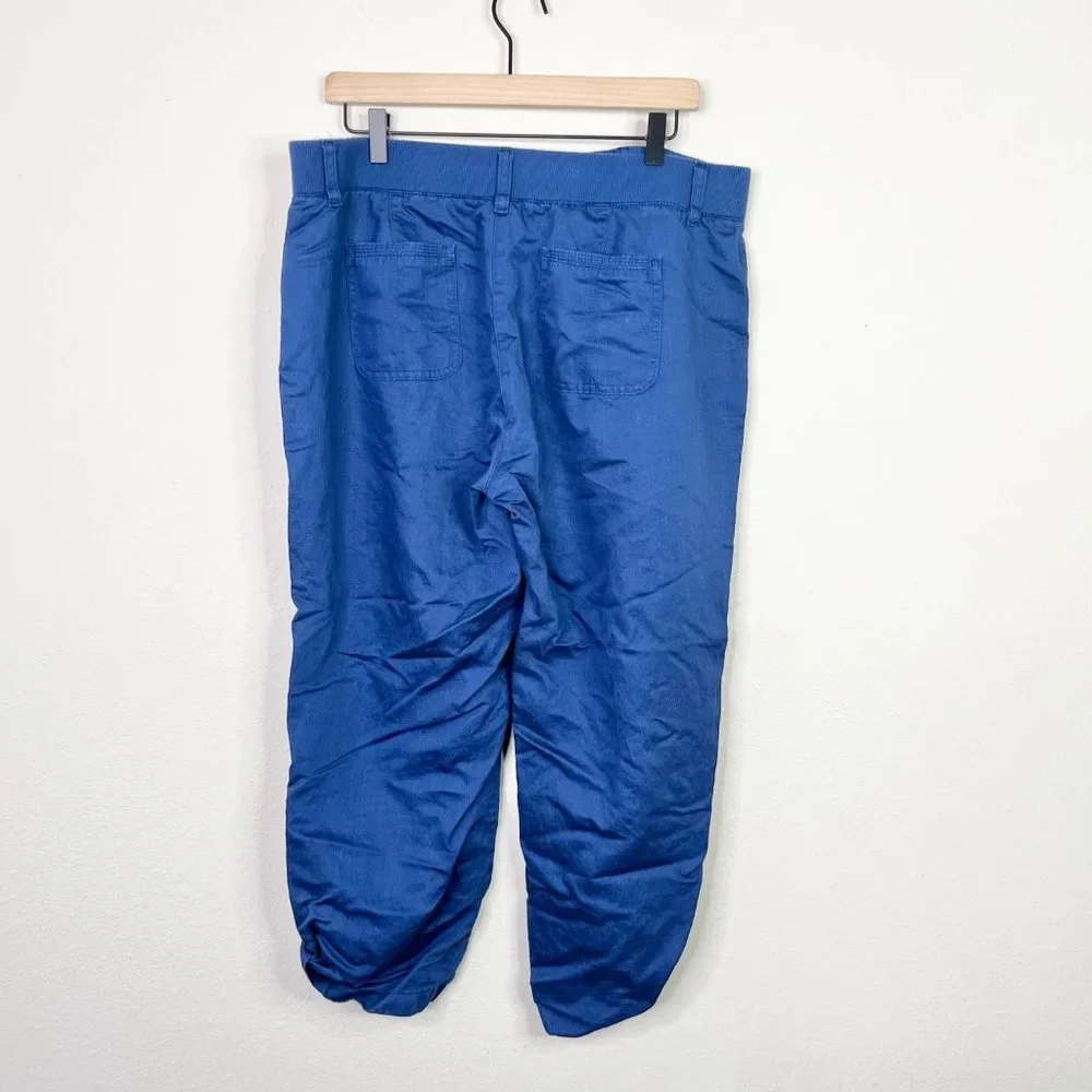 J. Jill Blue Linen Blend Capris Pant Size Roll Up Button - Picture 4 of 9